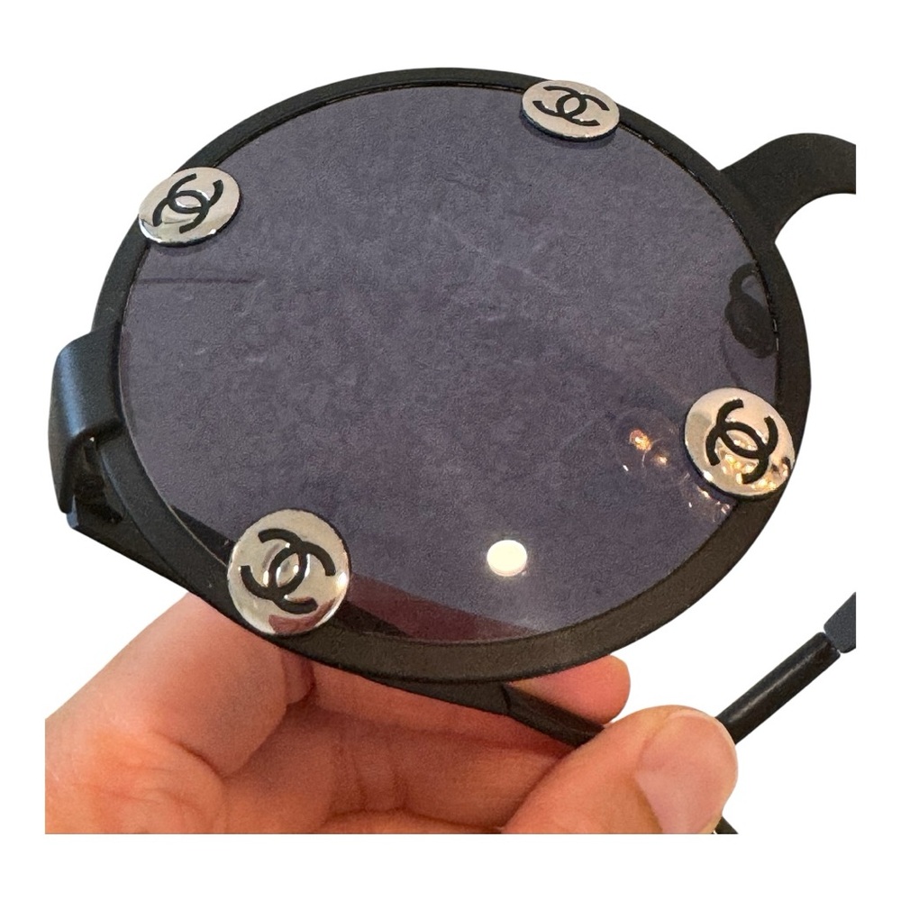 Authentic CHANEL CC Matte Black Round Frame Sunglasses w/ Case - Picture 13 of 16